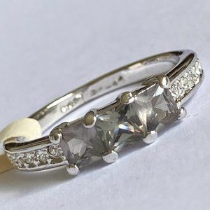 Vintage Smoky Topaz Ring Size 9 Gray Cubic Zirconia Camilla Lucia Simulated